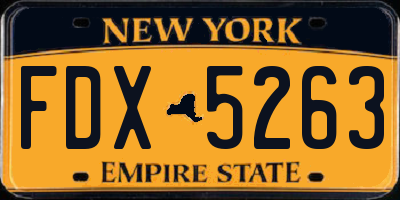 NY license plate FDX5263