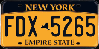 NY license plate FDX5265