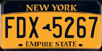 NY license plate FDX5267