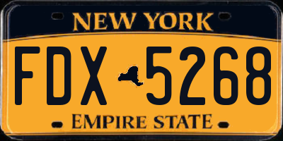 NY license plate FDX5268