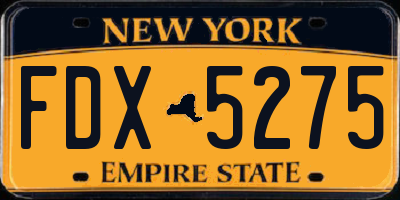 NY license plate FDX5275