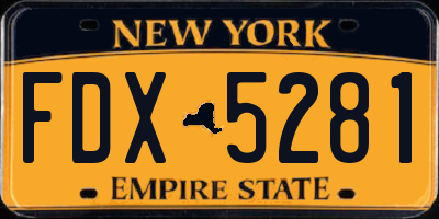 NY license plate FDX5281