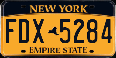 NY license plate FDX5284