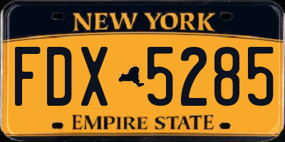 NY license plate FDX5285