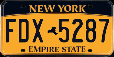NY license plate FDX5287
