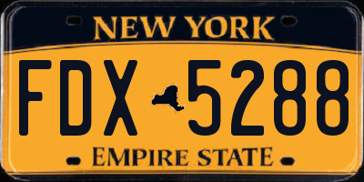 NY license plate FDX5288