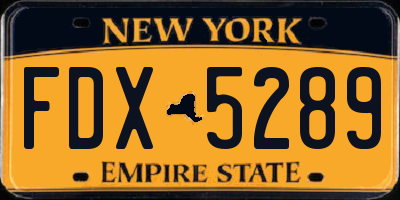 NY license plate FDX5289