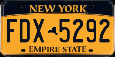 NY license plate FDX5292