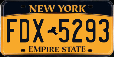 NY license plate FDX5293