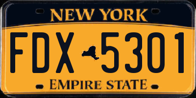 NY license plate FDX5301
