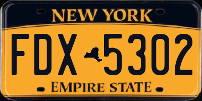 NY license plate FDX5302