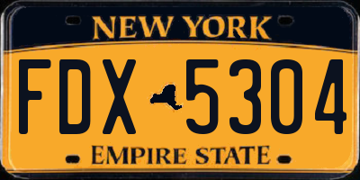 NY license plate FDX5304