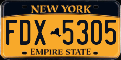 NY license plate FDX5305