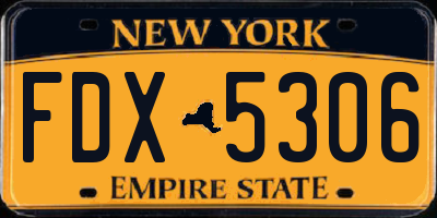 NY license plate FDX5306