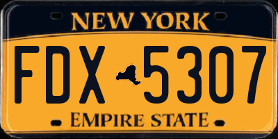 NY license plate FDX5307