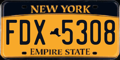 NY license plate FDX5308