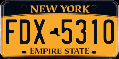 NY license plate FDX5310