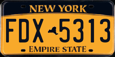 NY license plate FDX5313