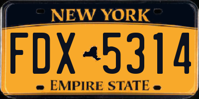 NY license plate FDX5314