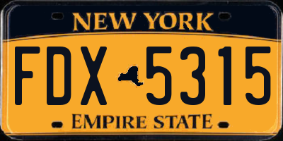 NY license plate FDX5315