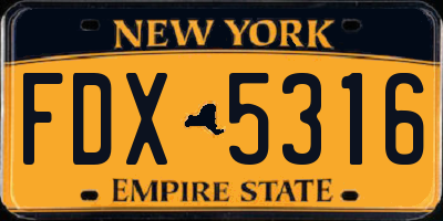 NY license plate FDX5316