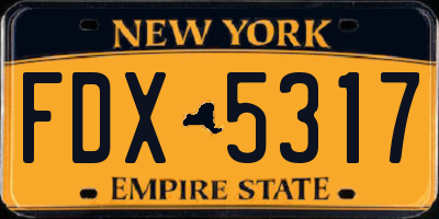 NY license plate FDX5317