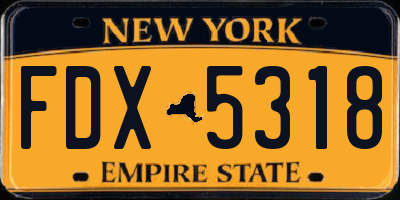 NY license plate FDX5318