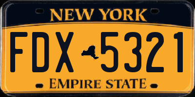 NY license plate FDX5321
