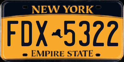 NY license plate FDX5322