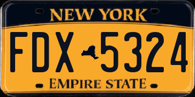 NY license plate FDX5324