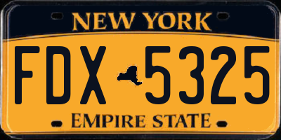 NY license plate FDX5325