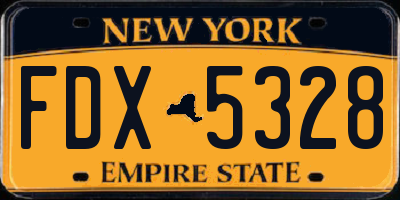 NY license plate FDX5328