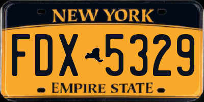 NY license plate FDX5329
