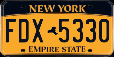 NY license plate FDX5330
