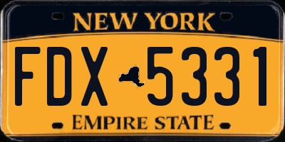 NY license plate FDX5331
