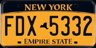 NY license plate FDX5332