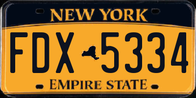NY license plate FDX5334