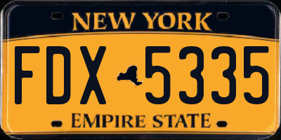 NY license plate FDX5335