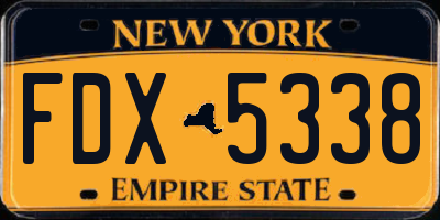 NY license plate FDX5338