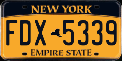 NY license plate FDX5339