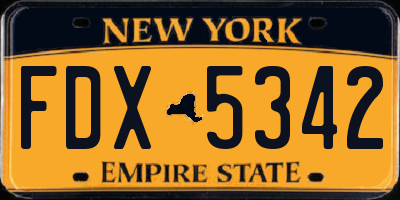 NY license plate FDX5342