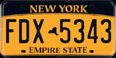 NY license plate FDX5343