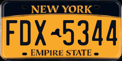 NY license plate FDX5344