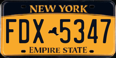 NY license plate FDX5347