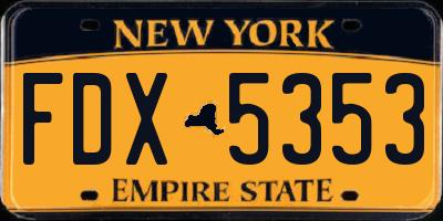 NY license plate FDX5353