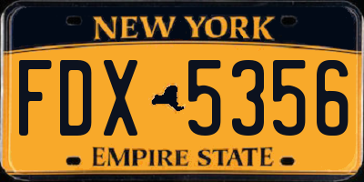 NY license plate FDX5356