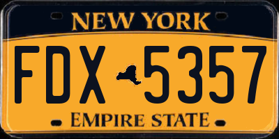 NY license plate FDX5357