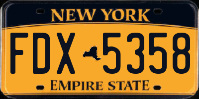 NY license plate FDX5358
