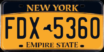 NY license plate FDX5360