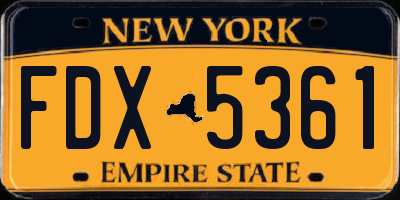 NY license plate FDX5361